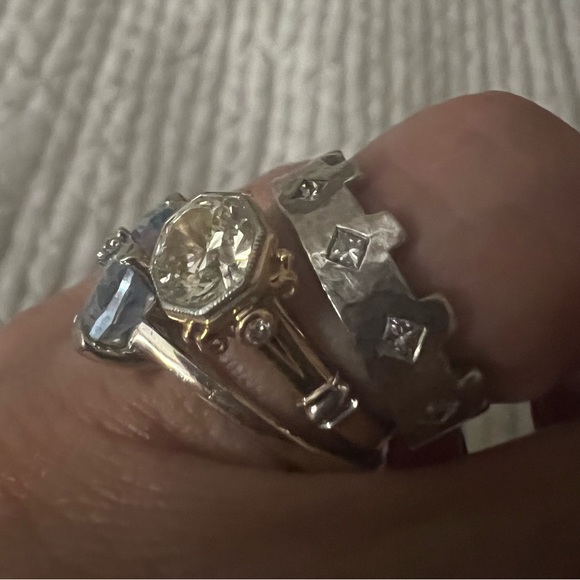 Cathy Waterman Platinum Princess Cut Diamond Turret Crown Stacking Band Ring!!! - Picture 11 of 17